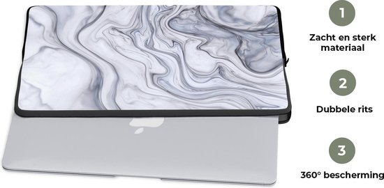 Housse ordinateur 13 pouces 34x24 cm - Structure marbre - Housse Macbook & Laptop fond marbre blanc - Housse ordinateur portable avec photo