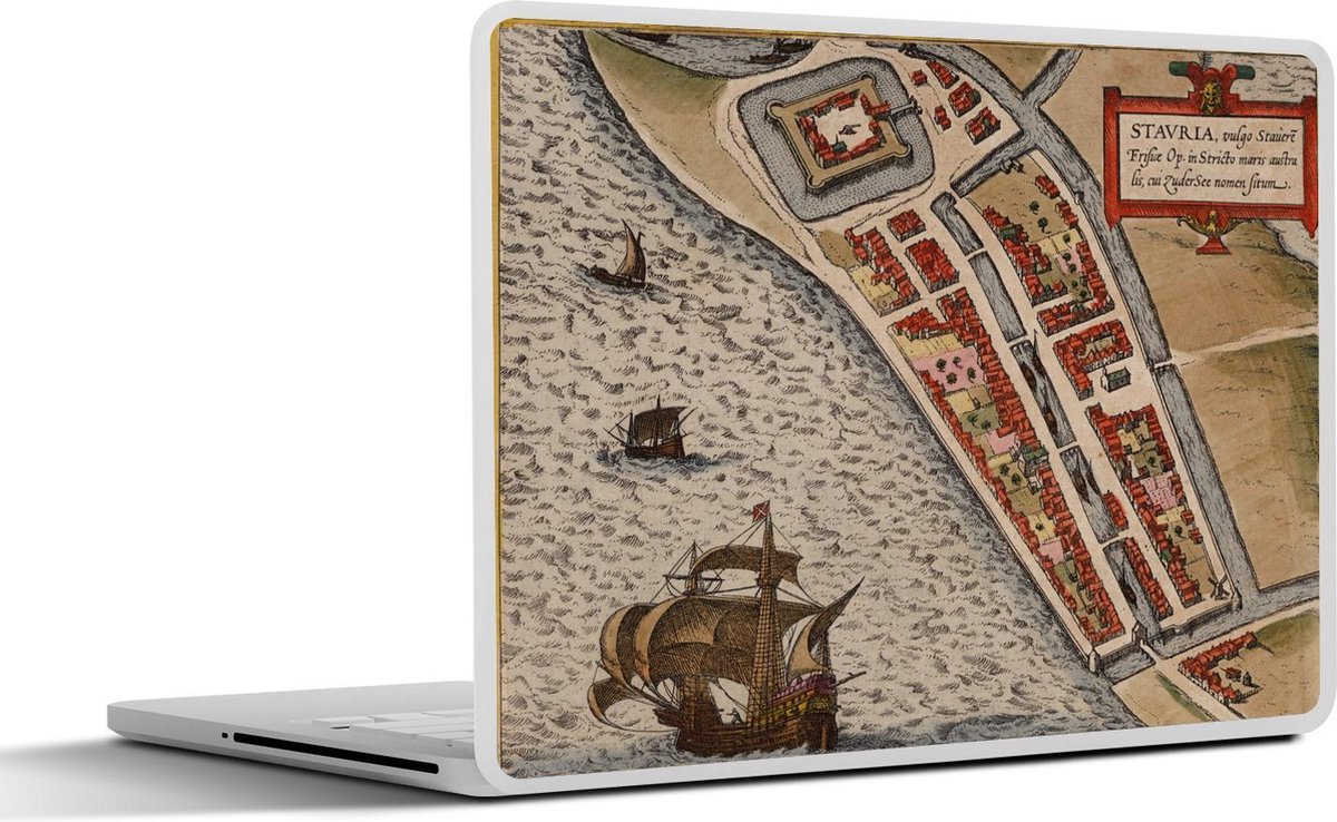 Laptop sticker - 15.6 inch - Stadskaart - Stavoren - Vintage - 36x27,5cm - Laptopstickers - Laptop skin - Cover