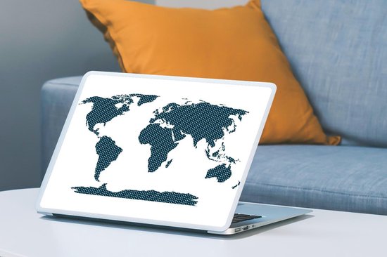 Sticker pour ordinateur portable - 15,6 pouces - Wereldkaart - Formes - Blauw