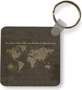 Sleutelhanger - Uitdeelcadeautjes - Wereldkaart - Krant - Groen - Plastic