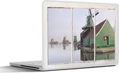 Laptop sticker - 14 inch - Doorkijk - Water - Molen - 32x5x23x5cm - Laptopstickers - Laptop skin - Cover