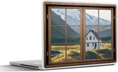 Laptop sticker - 10.1 inch - Doorkijk - Huis - Berg - 25x18cm - Laptopstickers - Laptop skin - Cover