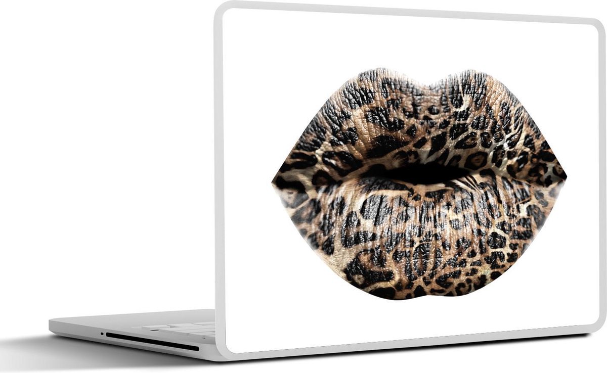 Laptop sticker - 14 inch - Lippen - Tijgerprint - Wit - 32x5x23x5cm - Laptopstickers - Laptop skin - Cover