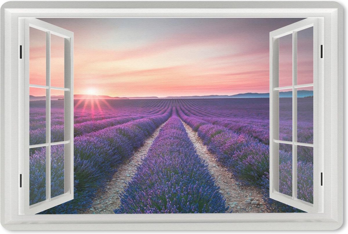Muismat 27x18 cm - Mousepad Doorkijk - Zonsondergang - Lavendel - Muismatten