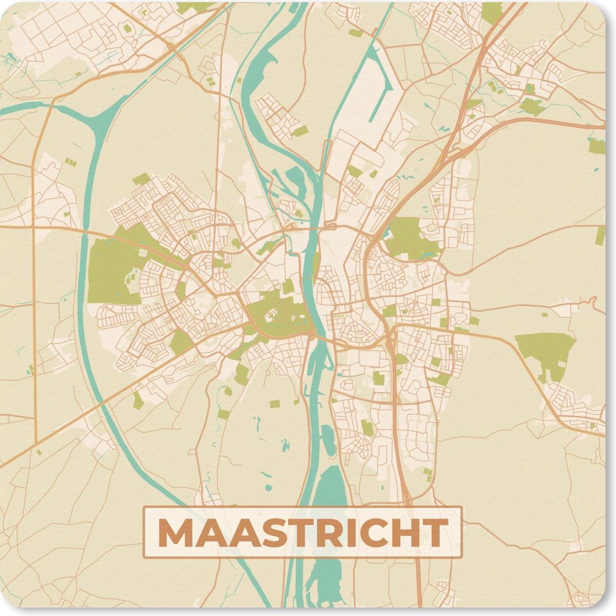 Muismat 20x20 cm - Mousepad Stadskaart - Maastricht - Vintage - Muismatten