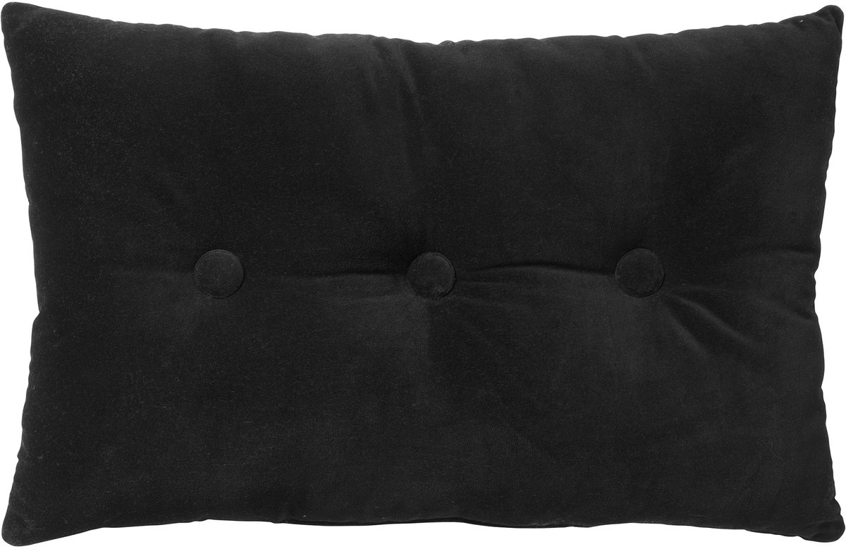 Dutch Decor VALERIE - Sierkussen 40x60 cm - velvet - met knopen - Raven - zwart - Inclusief binnenkussen - Luxe kussens voor woonkamer & bank