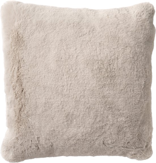 Dutch Decor ZAYA - Kussenhoes 45x45 cm - bontlook - effen kleur - Pumice Stone - beige - met rits - zonder binnenkussen