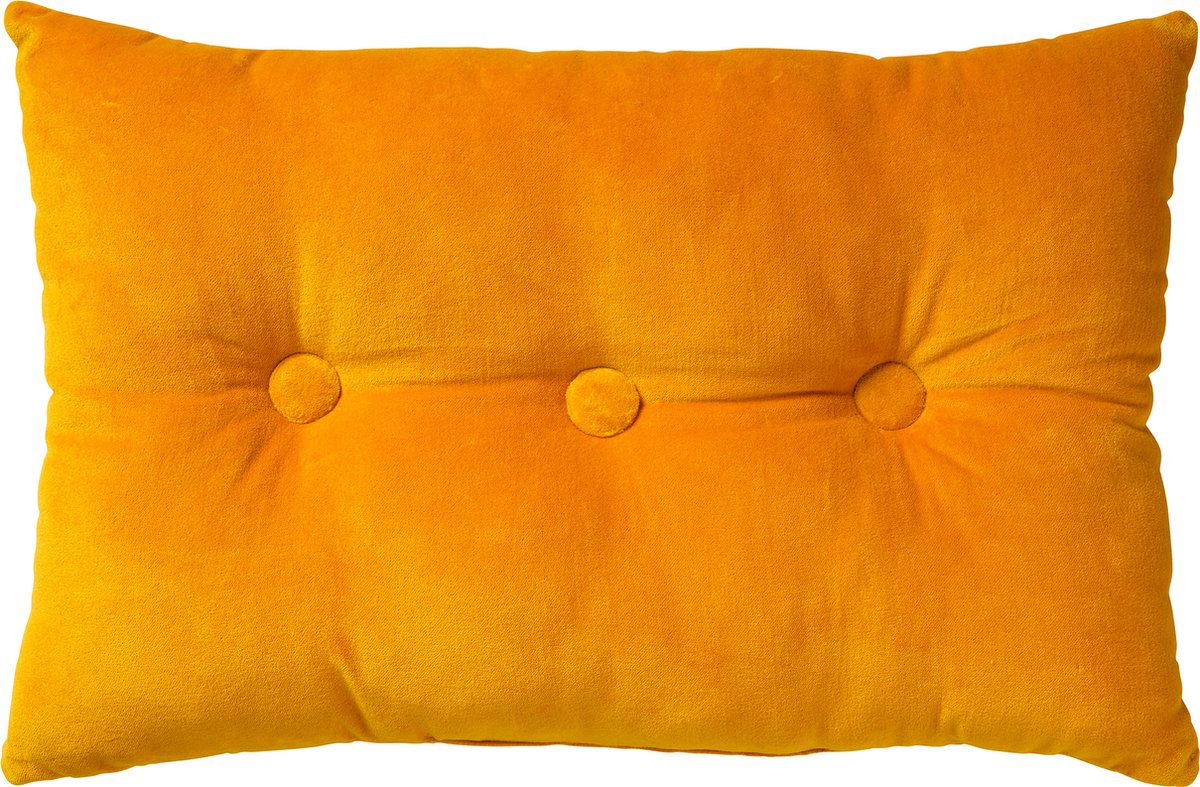 Dutch Decor VALERIE - Sierkussen 40x60 cm - velvet - met knopen - Golden Glow - geel - Inclusief binnenkussen - Luxe kussens voor woonkamer & bank