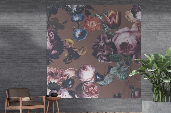 Affiche de Jardin Fleurs - Jardin - Rose - 200x200 cm - Toile jardin - Affiche extérieure