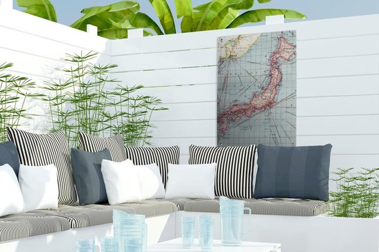 Décoration de jardin Wereldkaart - Vintage - Japon - 40x60 cm - Affiche de jardin - Toile de jardin - Affiche extérieure