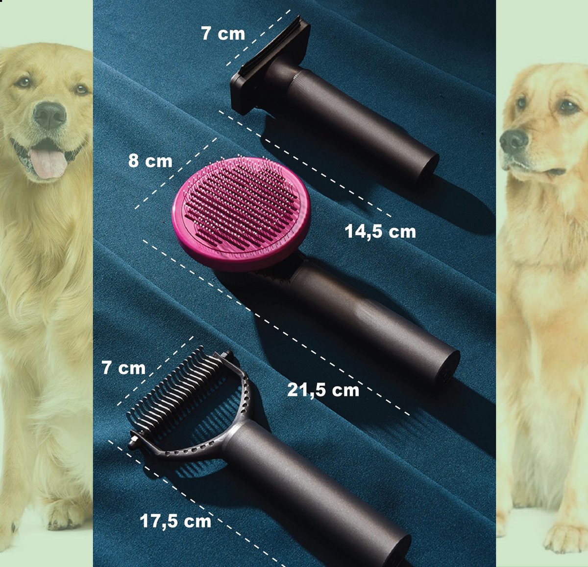 Ensemble de brosse pour chien 3 en 1 - Peigne pour chien - Ensemble de  brosse - Velcro