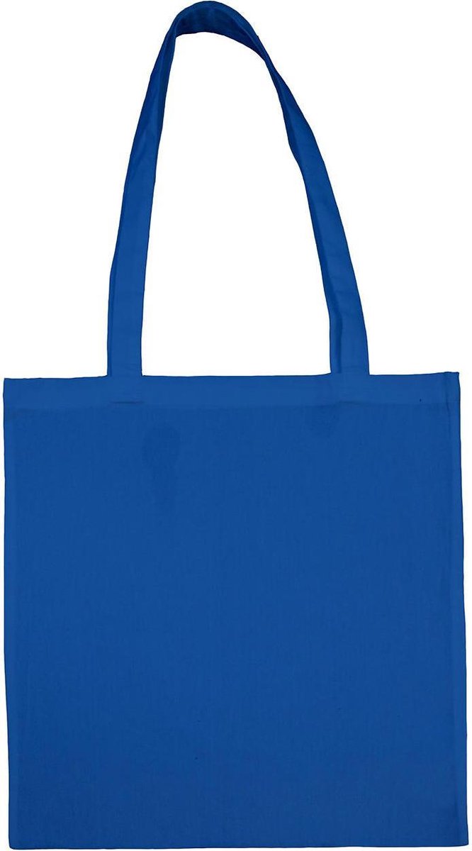 5 Katoenen tasjes blauw 38x42cm lange hengels
