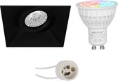 Mi-Light MiBoxer - LED Spot Set GU10 - Smart LED - Wifi LED - Slimme LED - 4W - RGB+CCT - Aanpasbare Kleur - Dimbaar - Pragmi Nivas Pro - Inbouw Vierkant - Mat Zwart - Trimless - Kantelbaar -