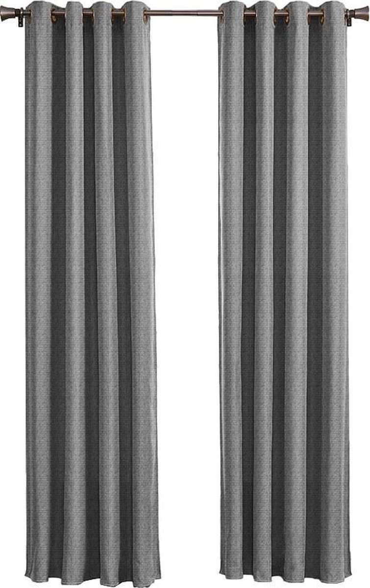 Larson Luxe geweven blackout gordijn - met ringen - 3m x 2.5m - Lichtgrijs