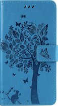 Samsung Galaxy A72 Bookcase - Blauw - Bloemen - Portemonnee Hoesje