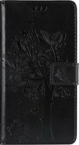 Samsung Galaxy A72 Bookcase - Zwart - Bloemen - Portemonnee Hoesje