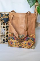BaliBatiks -Shopper Bag - Leren Tas - Bali - Batik - Bruin - fairtrade