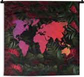 Tapisserie - Tapisserie - Wereldkaart - Couleurs - Fleurs - 60x60 cm - Tapisserie