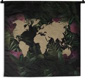 Tapisserie - Tapisserie - Wereldkaart - Marron - Fleurs - 60x60 cm - Tapisserie