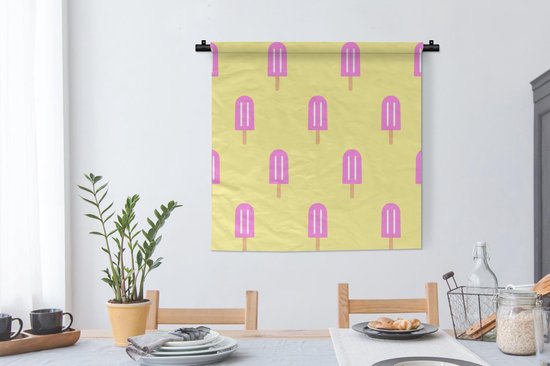 Tapisserie - Tapisserie - Glace - Motif - Jaune - Rose - 90x90 cm - Tapisserie