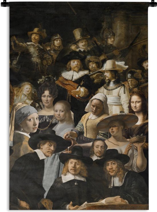 Wandkleed - Wanddoek - Schilderij - Collage - Oude Meesters - 60x90 cm - Wandtapijt