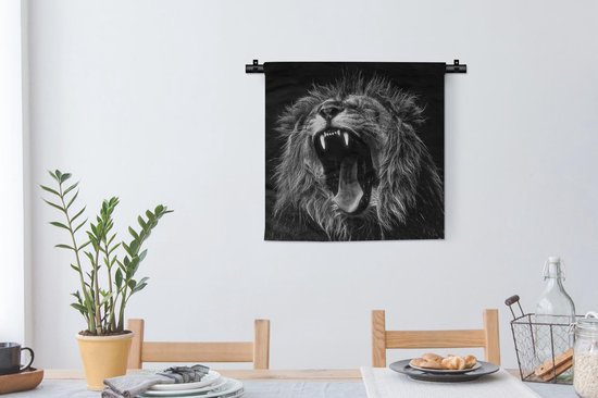 Tapisserie - Lions - Profil - Zwart - Wit - 60x60 cm - Tapisserie