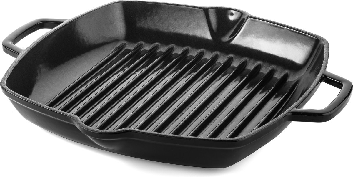 DUCQ Gietijzer - Grillpan - Zwart - 28 cm