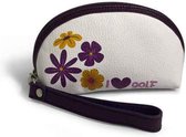 OfeliaT - Flower Collection - Mini Clutch /Make-up tasje - Italiaans Leer - Wit - Golf