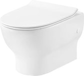 Toiletpot Wiesbaden Mercurius Twenty - Hangend - 49.5x37x38cm - Keramiek - Diepspoel & Rimless - Softclose Toiletzitting