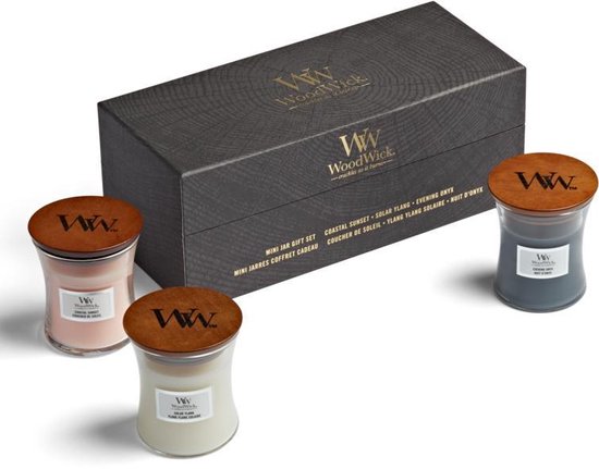 WoodWick Hourglass Geurkaars Deluxe Cadeauset - 3 Mini - Floral - 60 branduren