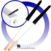 Powarkleen® - 2 Stuks - Radiatorborstel - Flexibel - Houten Handvat - Roestvrijstaal - schoonmaakborstel - 70cm lang!