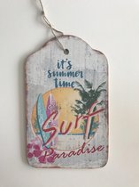 Wanddecoratie - tuindecoratie -surfparadise - zomerse bloemen - surfbord- zomerse kleuren, strand, ibiza style