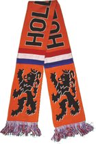 Sjaal oranje Holland met leeuw en rood-wit-blauwe vlag | WK Voetbal Qatar 2022 | Nederlands elftal sjaal gebreid dubbelzijdig | Nederland supporter | Holland souvenir