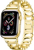 Geschikt voor Apple Watch bandje 38 / 40 / 41 mm - Series 1 2 3 4 5 6 7 SE - Smartwatch iWatch horloge band - 38mm 40mm 41mm - Fungus - RVS metaal - Goud - Ovaal