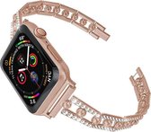 Geschikt voor Apple Watch bandje 42 / 44 / 45 mm - Series 1 2 3 4 5 6 7 SE - Smartwatch iWatch horloge band - 42mm 44mm 45mm - Fungus - RVS metaal - Rosegoud - Dun