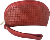 OfeliaT - Mini Clutch / Make-up tasje - gevlochten - Italiaans Leer - Rood