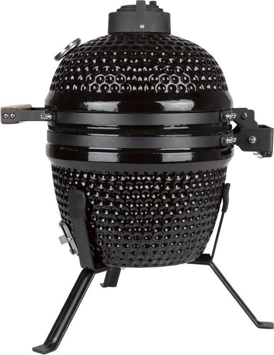Komado Houtskoolbarbecue - 26,5 cm - Zwart - keramisch - Kamadobarbecues - thermometer - Hittebestendig keramiek - Vuurvaste binnenkant - ei model - Egg -barbecue - bbq
