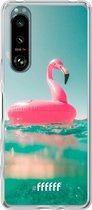 6F hoesje - geschikt voor Sony Xperia 5 III -  Transparant TPU Case - Flamingo Floaty #ffffff