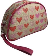 OfeliaT - Hearts Collection - Dames Schoudertas - Italiaans Leer - creme/rood/roze