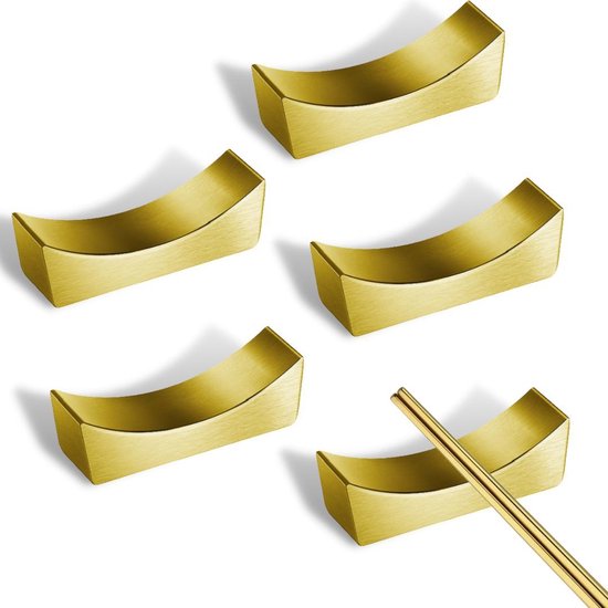 House of Husk Eetstokjes Houder Set - Gouden Chopstick Holder - Goud - Sushi Servies - RVS - 5 Stuks