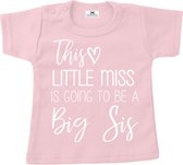 Shirt grote zus-roze-wit-This little miss-Maat 92