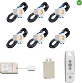 (Complete set) - LED veranda inbouwspot Valencia RTS - set van 6 stuks - Warmwit - Inclusief transformator  & 1 x Somfy RTS LED receiver 500 watt & 1 x Somfy RTS afstandsbediening  4 - kanaal