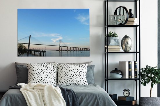 Un ciel clair sur le Parana en toile Rosario 140x90 cm - Tirage photo sur toile (Décoration murale salon / chambre)