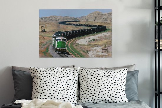 Une longue locomotive à vapeur aux Etats-Unis Toile 90x60 cm - Tirage photo sur toile (Décoration murale salon / chambre)
