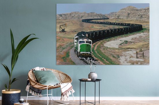Une longue locomotive à vapeur aux Etats-Unis Toile 180x120 cm - Tirage photo sur Toile (Décoration murale salon / chambre) XXL / Groot format!
