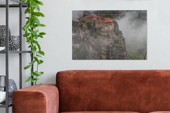 Les monastères des Météores entre les nuages Toile 60x40 cm - Tirage photo sur toile (Décoration murale salon / chambre)