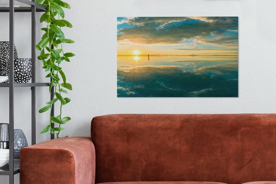 Salar de Uyuni coucher de soleil Bolivia toile 60x40 cm - Tirage photo sur toile (Décoration murale salon / chambre)
