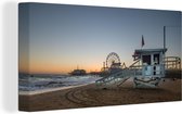Santa Monica Pier coucher de soleil en toile 30x20 cm - petit - impression photo sur toile peinture Décoration murale salon / chambre à coucher) / Villes Peintures Toile