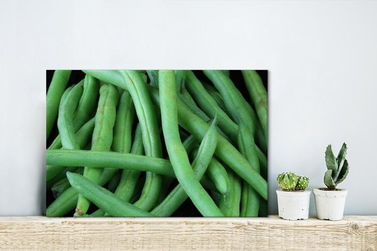 Gros plan de haricots verts verts frais Toile 30x20 cm - petit - Tirage photo sur toile (Décoration murale salon / chambre)