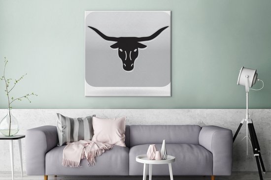 Une icône illustration de la toile Texas Longhorn 120x160 cm - Tirage photo sur toile (Décoration murale salon / chambre) / Animaux de la ferme Peintures sur toile XXL / Groot format!